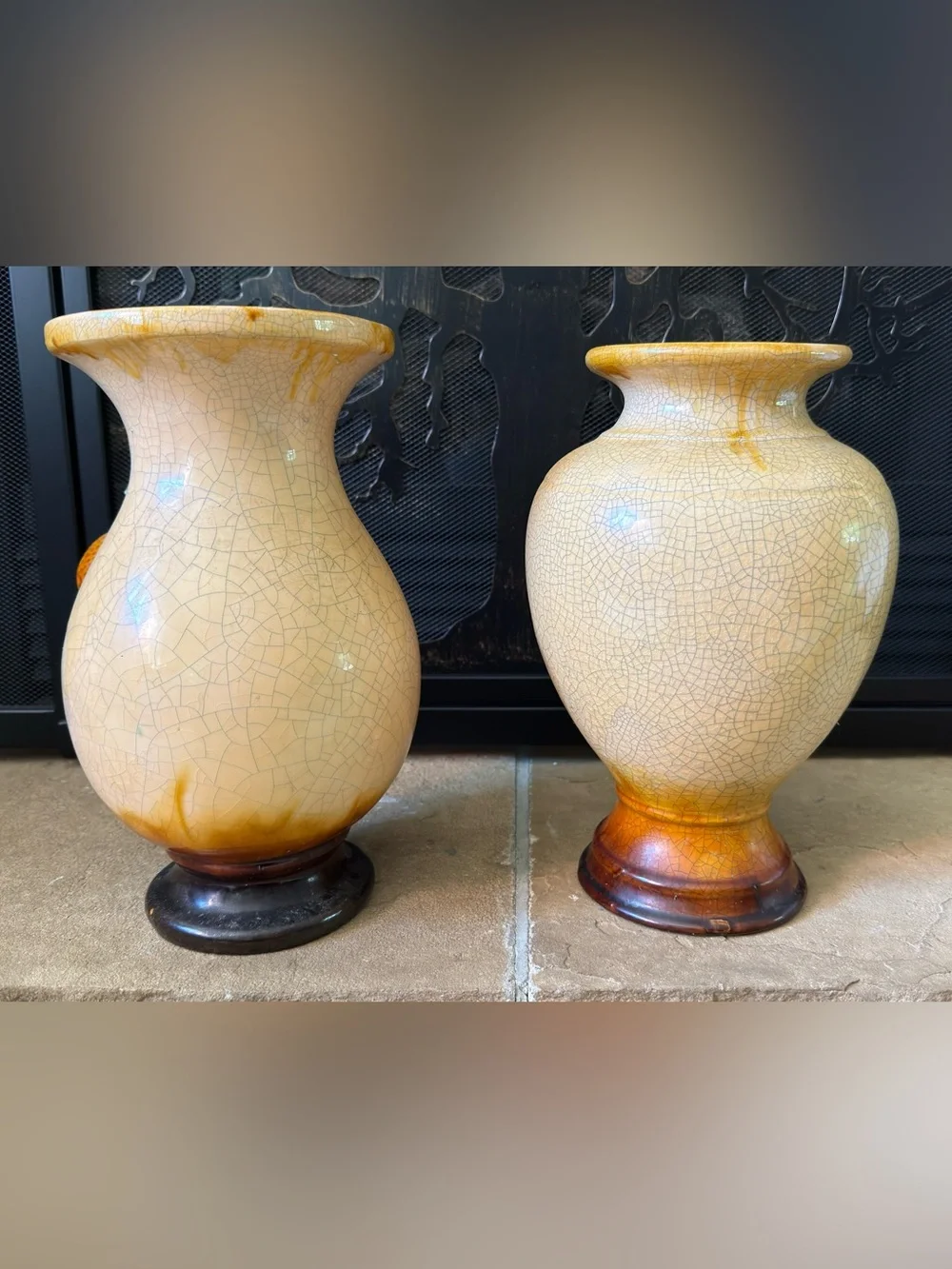 Decorative Fruit Relief Ceramic Vase - Yellow and Green